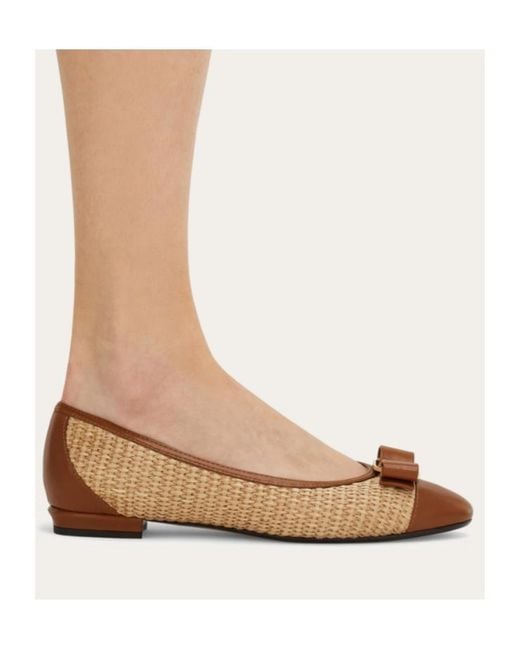 Ferragamo Brown Varina Ballet Flat