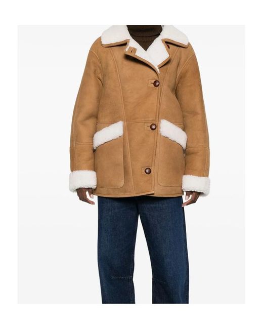 IRO Brown Single-Breasted Shearling Jacket