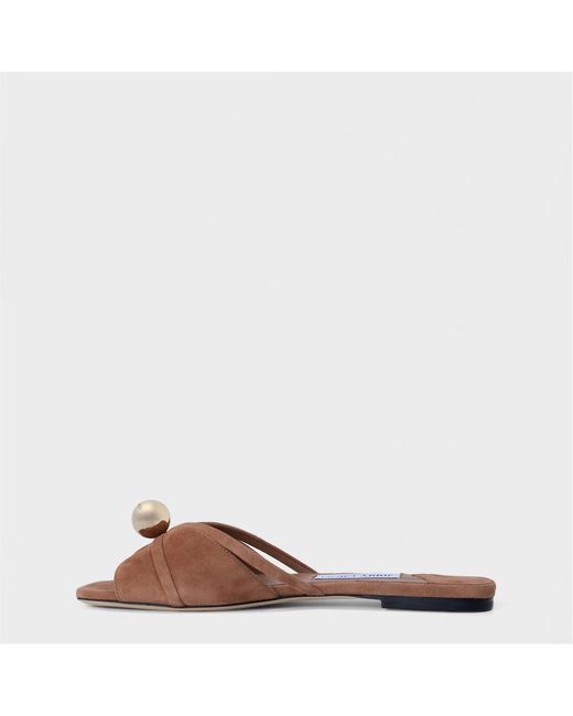 Jimmy Choo Brown Siva Flat Sandals