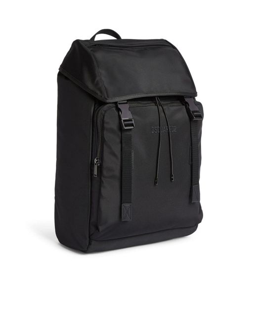 DSquared² Black Urban Foldover Top Backpack for men