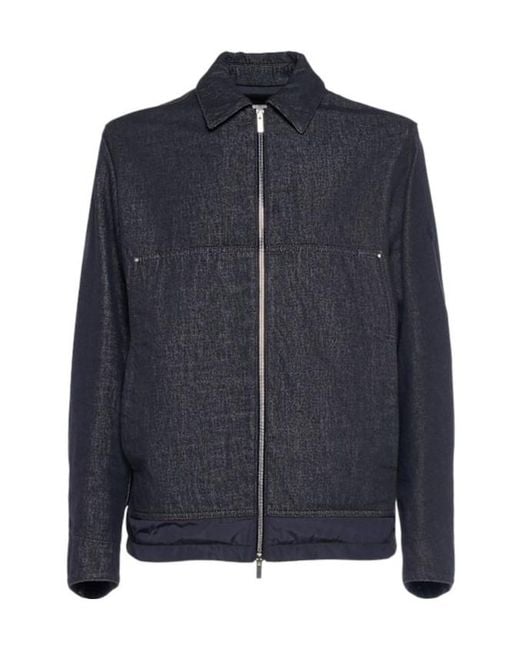 Moncler Blue Ormoy Cotton Denim Down Jacket for men