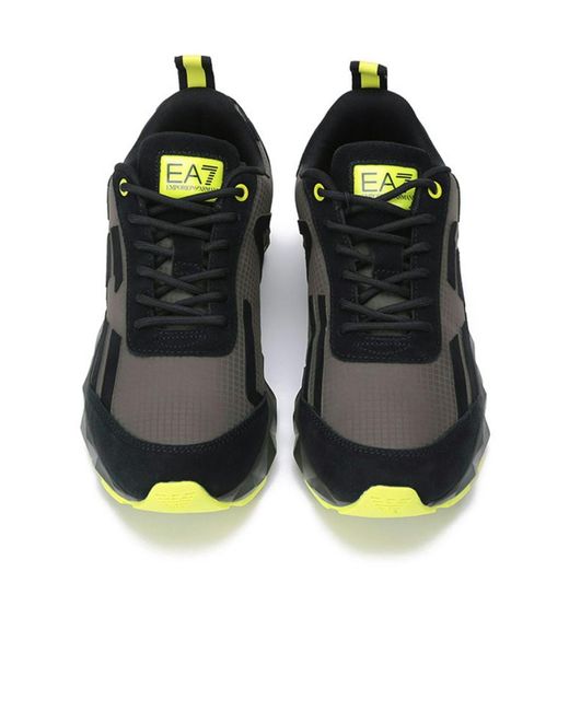 EA7 Black Logo Panel Low-Top Sneakers for men