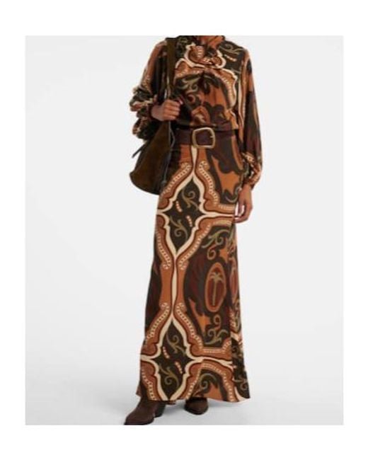 Johanna Ortiz Brown Printed Silk Blouse