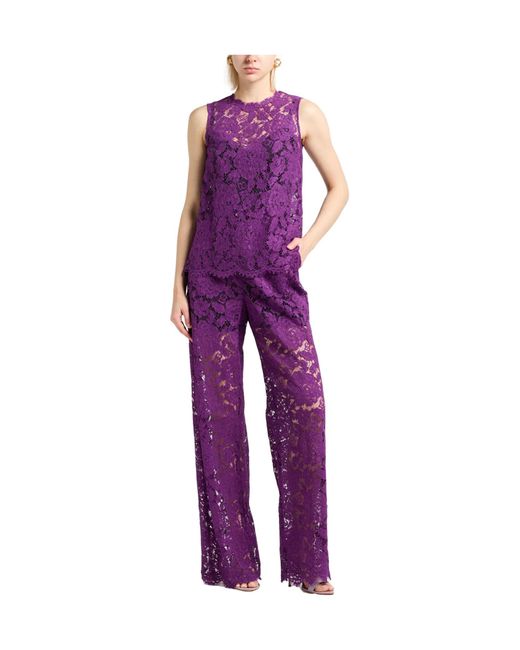Dolce & Gabbana Purple Solid-Colored Sleeveless Lace Top