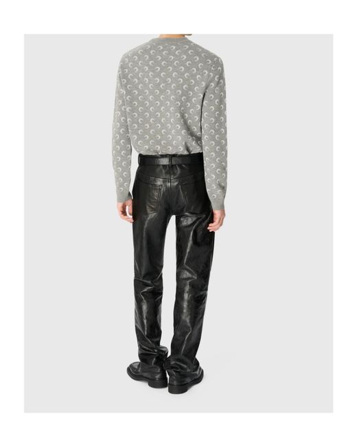 MARINE SERRE Gray Moon Jacquard Knit Crewneck Sweater for men
