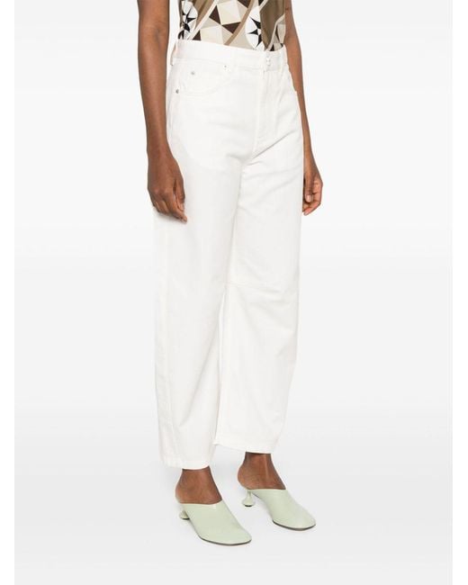 Loewe White Logo Patch Wide Leg Jeans