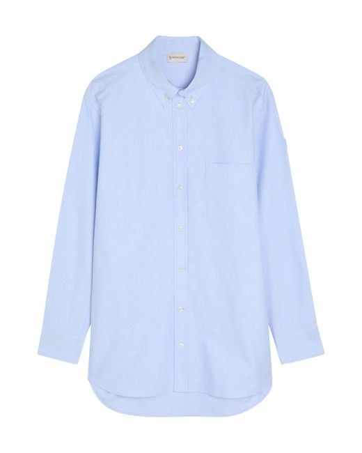 Moncler Blue Logo-Appliquéd Cotton Shirt