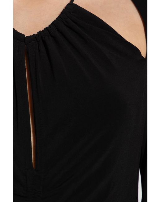 Isabel Marant Black Logane Ruched Detailed Midi Dress