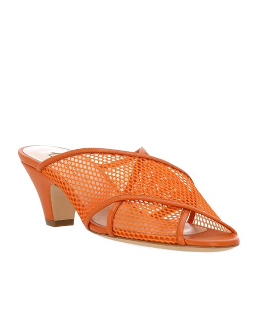 Casadei Orange Mesh Slide Sandals