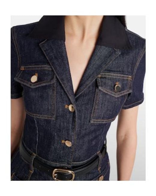 Self-Portrait Blue Belted Denim Midi Dress