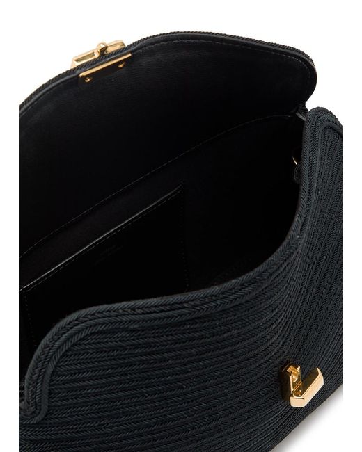 Totême  Black T-Lock Woven Clutch
