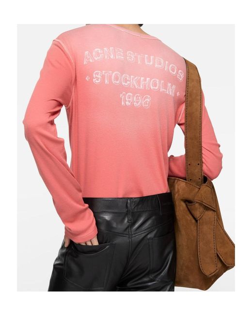 Acne Pink Sprayed Logo T-Shirt for men
