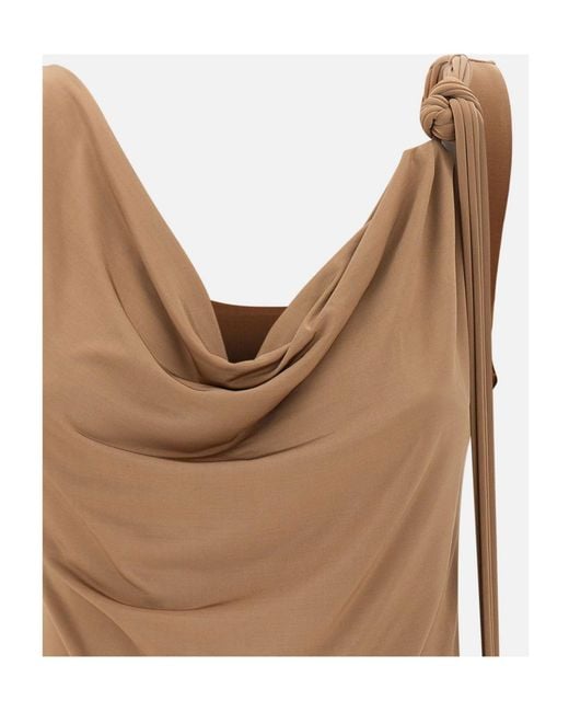 Blumarine Brown Glossy Jersey Top