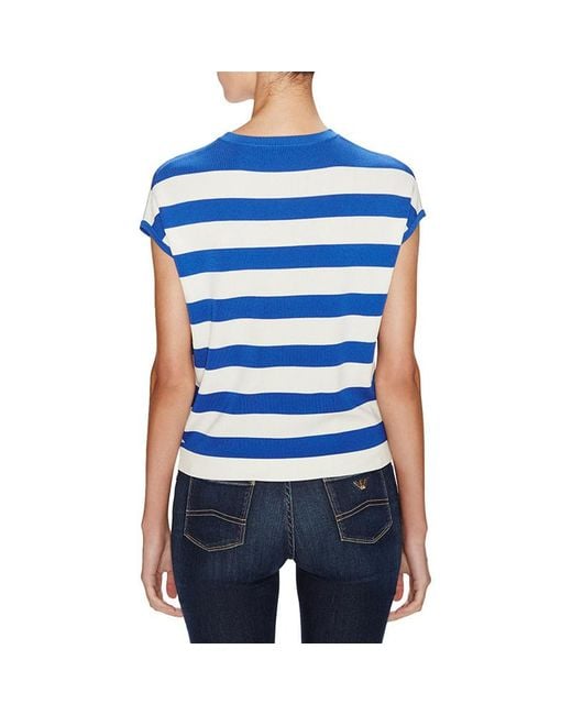 Armani Jeans Blue Striped Knitted Short-Sleeved T-Shirt