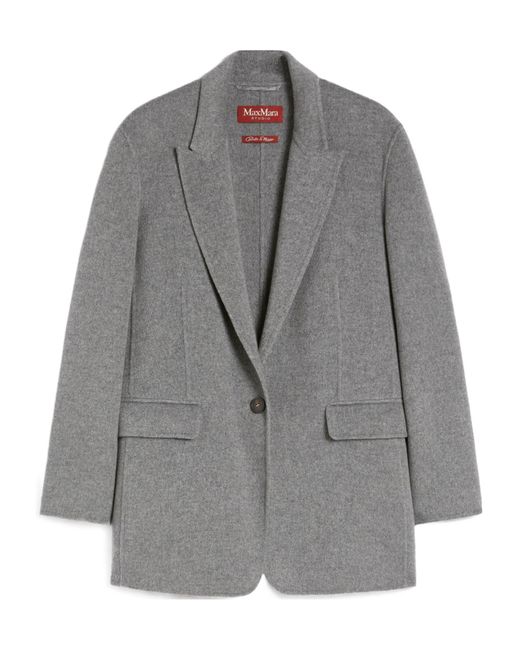 Max Mara Gray Wool And Silk Double-Cloth Blazer