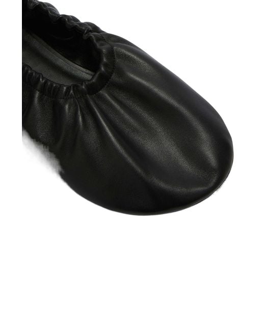 Jil Sander Black Gathered Detail Slip-On Flat Ballerinas