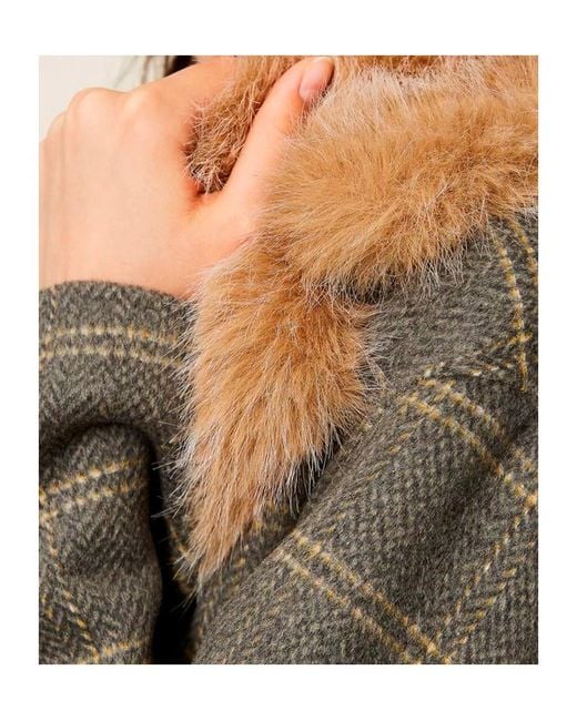 Twinset Multicolor Double-Breasted Plaid Wool Coat