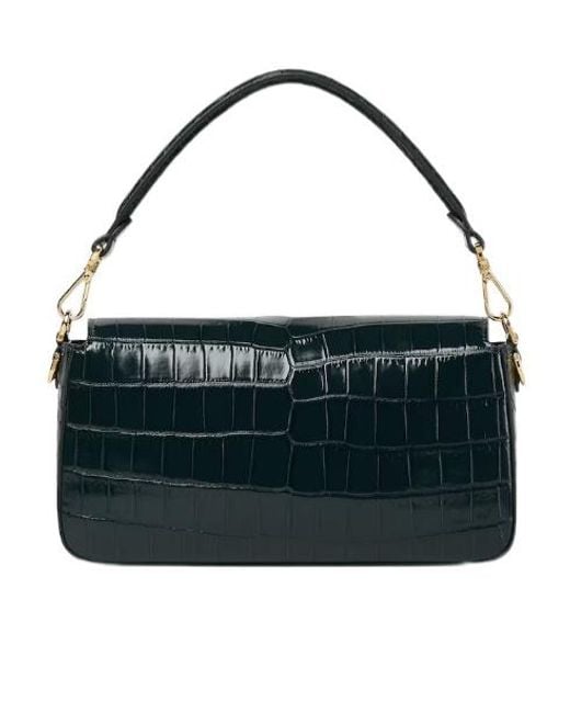 Fendi Black Baguette Racing Crocodile Bag