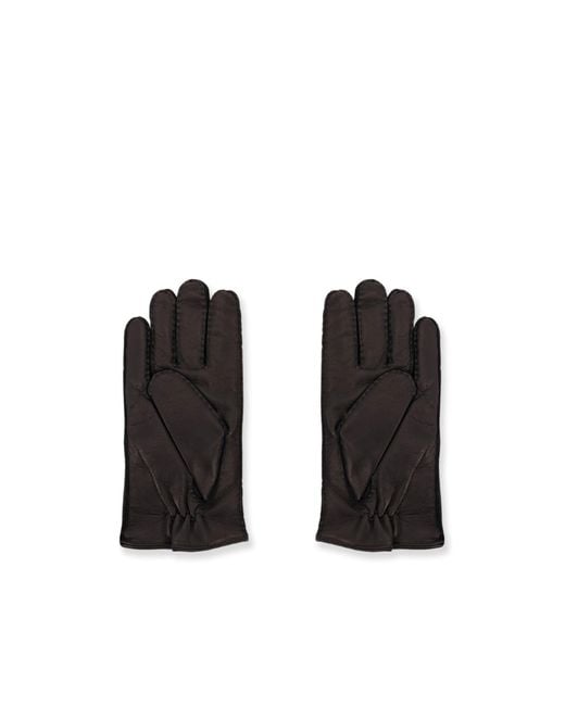 Orciani Black Stitched-Detail Leather Gloves for men