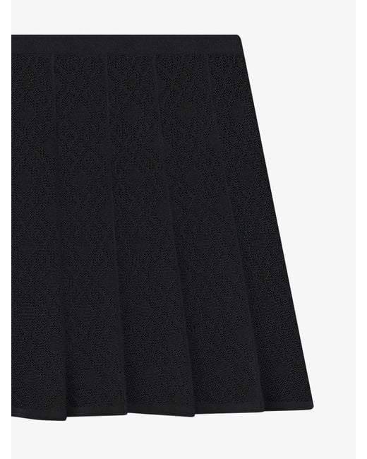 Givenchy Black Monogram 72 Jacquard Pleated Mini Skirt
