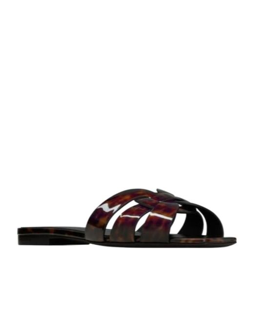 Saint Laurent White Tribute Slip-On Sandals