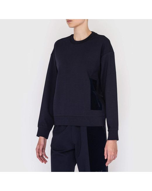 Emporio Armani Blue Round Collar Long Sleeve Sweater