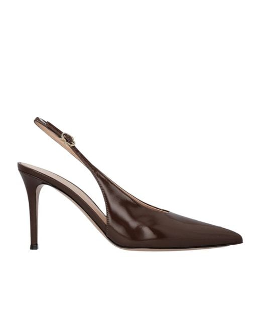 Gianvito Rossi Brown Robbie Pointed Toe Slingback Pumps