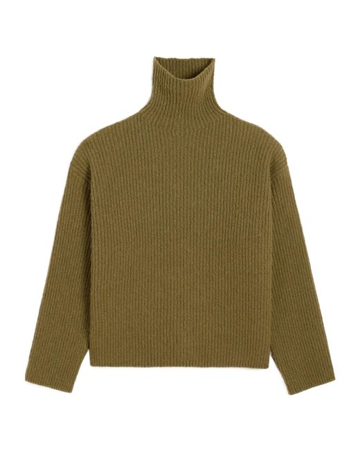 AMI Green Funnel-Neck Wool Sweater for men