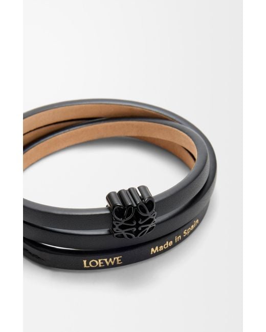 Loewe White Anagram Triple-Wrap Leather Bracelet