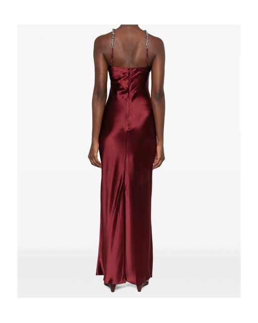 Staud Red Cadence Beaded Halter Slip Dress