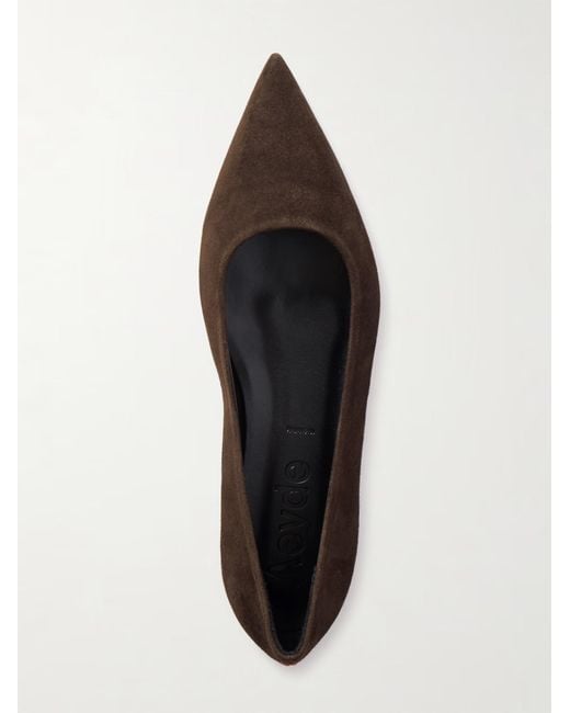 Aeyde Brown Solid Color Suede Ballet Flats
