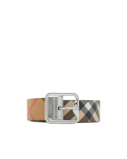 Burberry White Reversible Checked B Buckle Belt for men