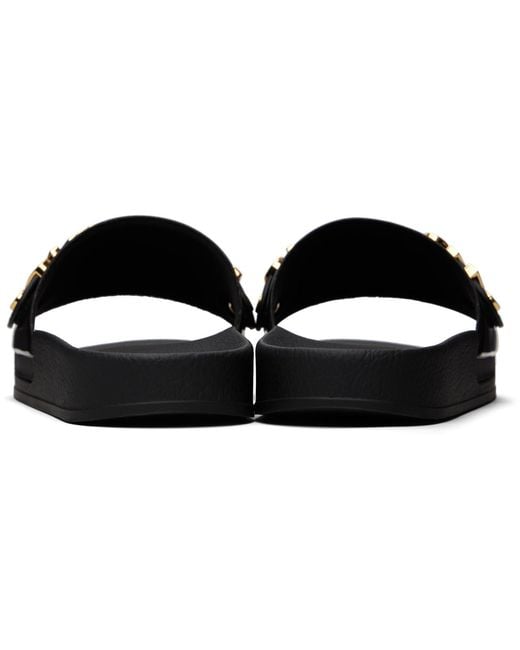 Moschino Black Lettering Logo Slippers for men