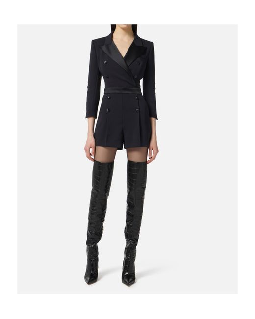 Elisabetta Franchi Black Double-Breasted Jumpsuit