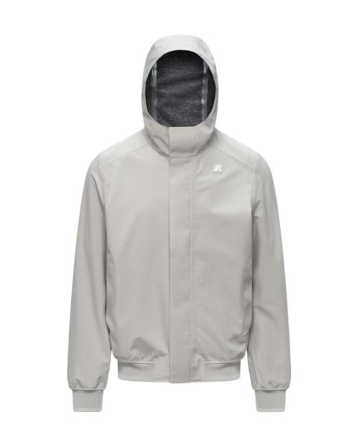 K-Way Gray Zip-Up Hooded Jacket for men