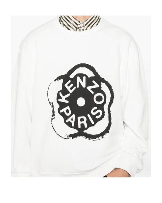 KENZO White Boke Flower 2.0 Embroidered Sweatshirt for men