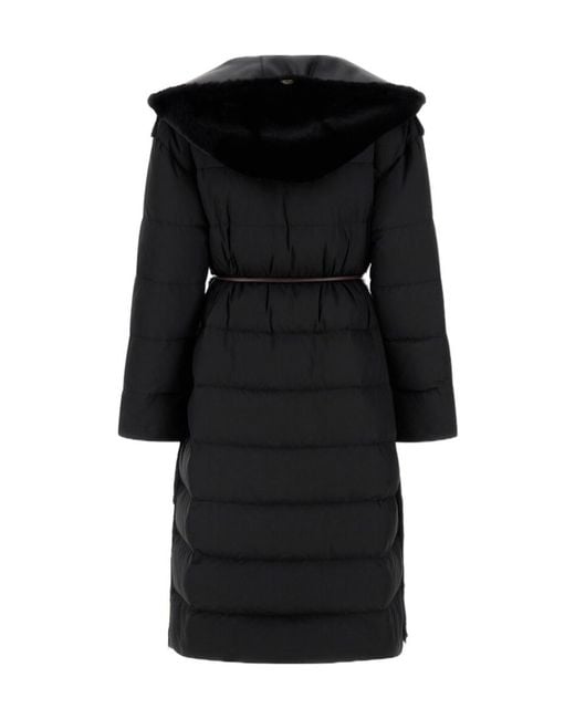 Herno Black Quilted Hooded Coat