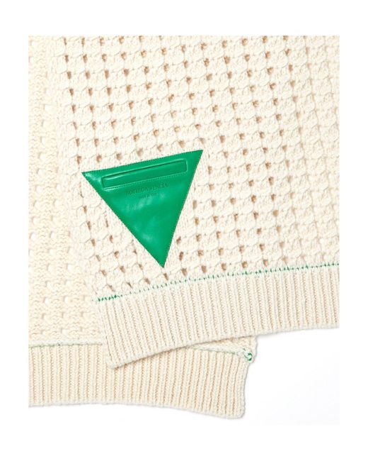 Bottega Veneta White Patch-Detail Pointelle-Knit Scarf