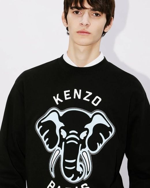 KENZO Black Logo Printed Crewneck Sweatshirt for men