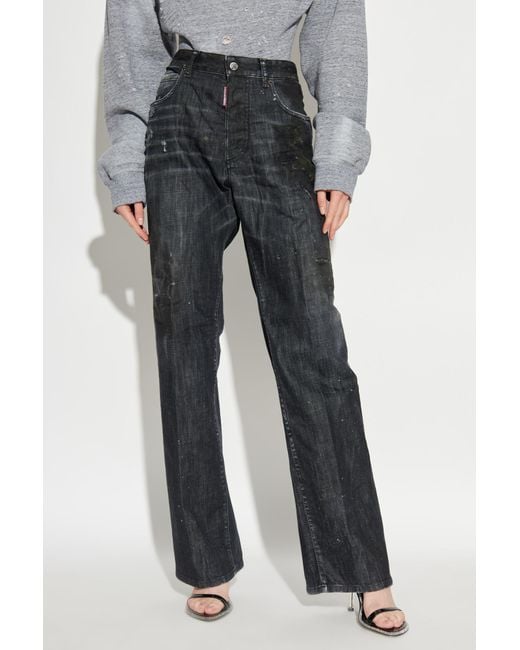 DSquared² Gray San Diego Straight-Leg Distressed Jeans