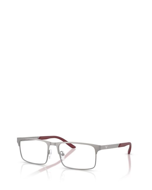 Emporio Armani White Rectangular Frame Glasses for men