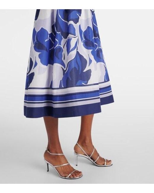Rebecca Vallance Blue Paros Floral Cotton Midi Dress