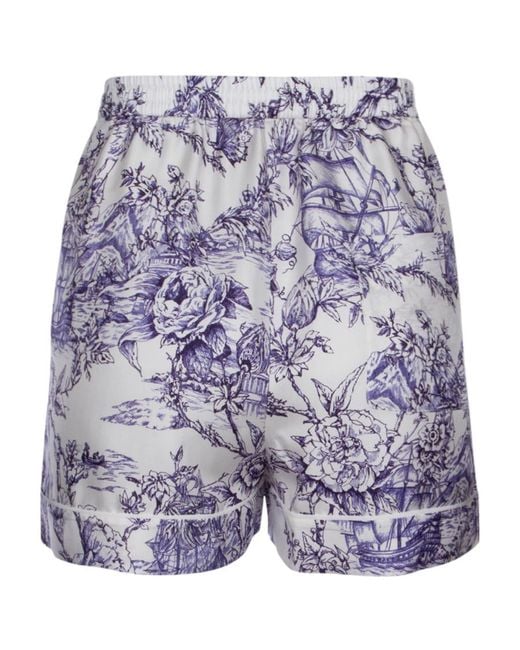 Dior Purple Printed Silk Shorts