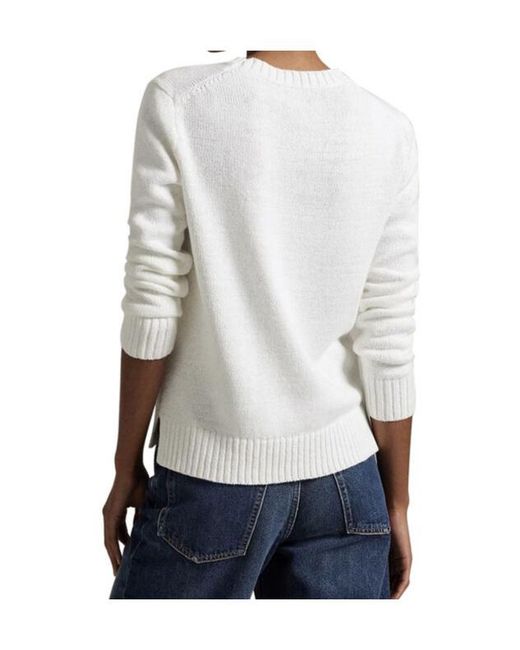 Polo Ralph Lauren White Polo Bear Intarsia Crewneck Jumper