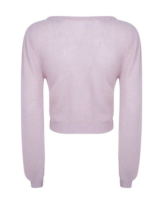 Twinset Purple Solid-Color Double-Knit Top