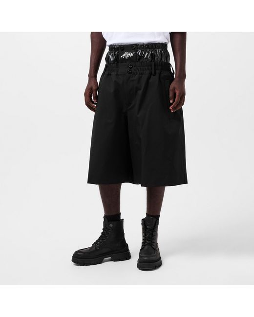 Moncler Black Solid Color Printed Shorts for men