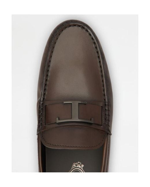 Tod's Brown City Almond-Toe Loafers for men