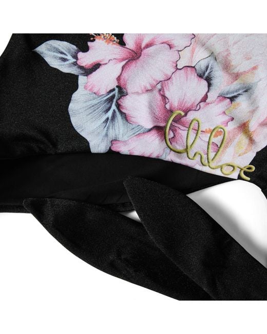 Chloé Black Printed Neck Swimsuit