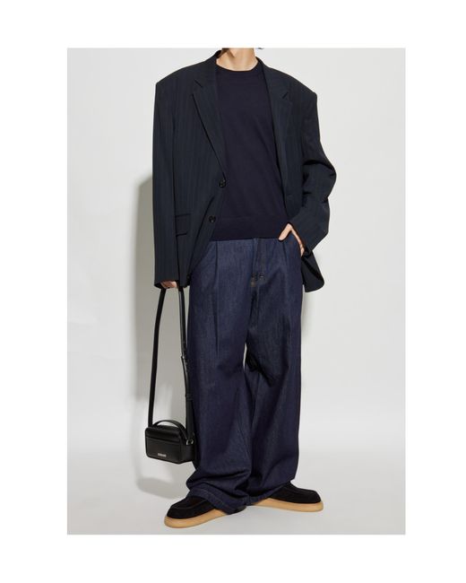 Dries Van Noten Blue Long-Sleeved Crew Neck Sweater for men