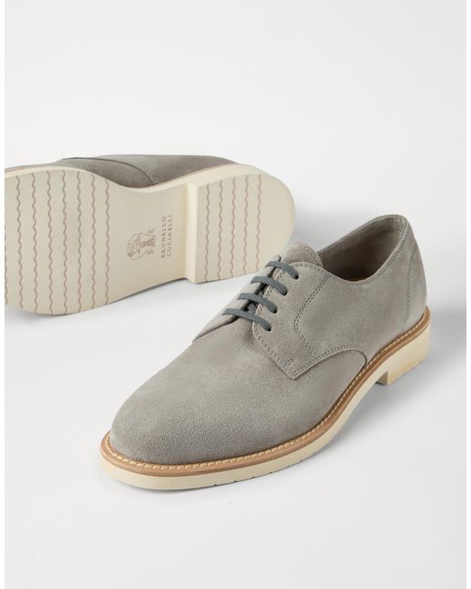Brunello Cucinelli Gray Reversed Lightweight Lace-Up Shoes for men